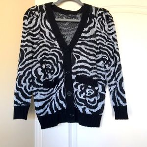Zebra print cardigan pleated sleeves